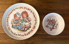 Vintage Raggedy Ann  Andy Oneida 2 Piece set 1969 Bobbs Merrill Co Bowl Plate