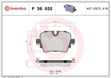 Rear Axle Brembo P 36 032 Brake Pad Set, Disc Brake for Jaguar
