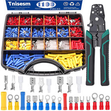 1100pcs Wire Connectors Kit w/ Multifunction Crimp Tool 22-10AWG Ring Spade Butt