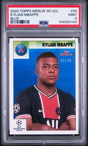 2020 KYLIAN MBAPPE PSA 9 TOPPS MERLIN HERITAGE '95 CHAMPIONS LEAGUE BLUE #d /49 