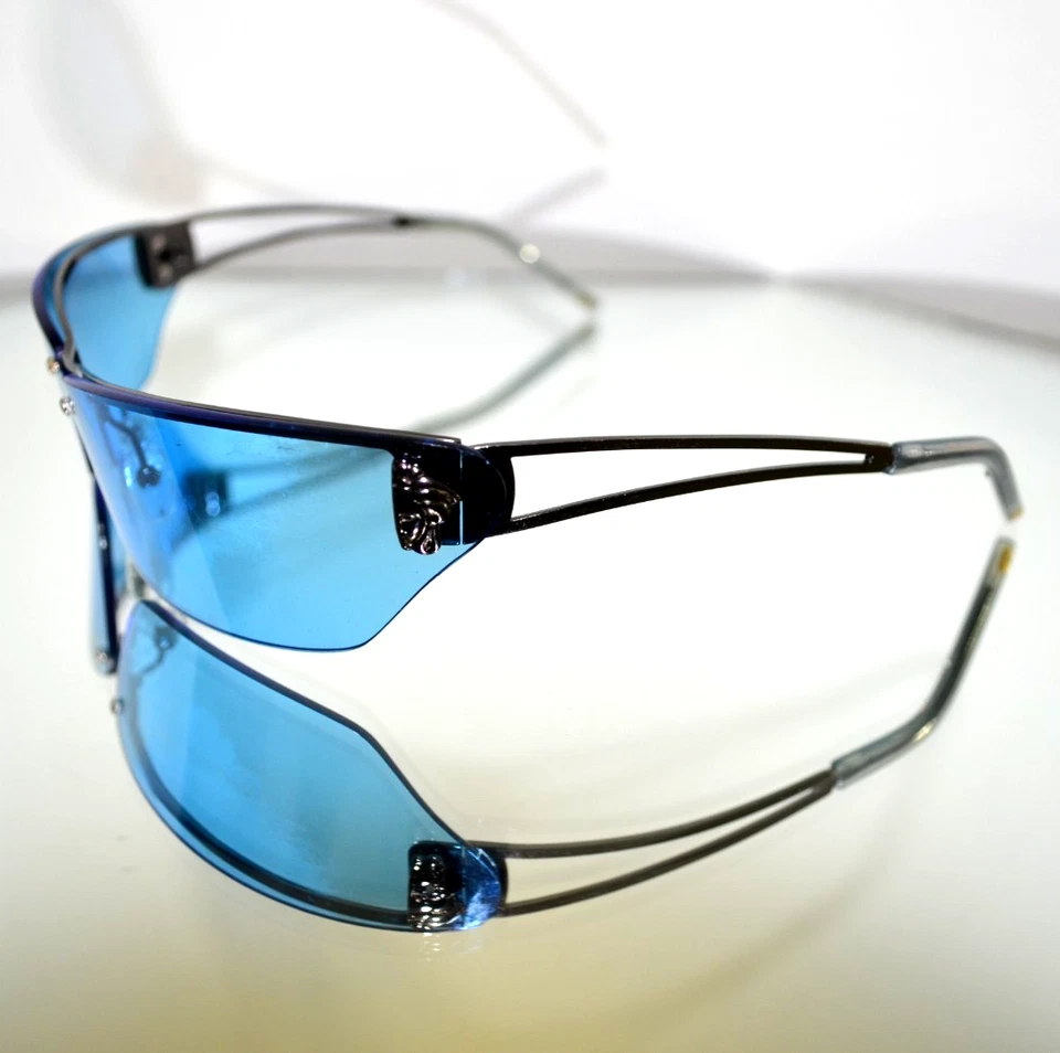 INSANE Versace Rimless Medusa Sunglasses Blue/Silver Y2K Vintage Mod. N25 N30 - Image 2 of 4