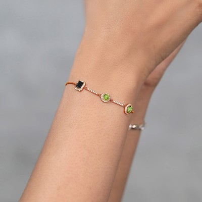 1.61 Ct Oval Green Peridot 18K Rose Gold Plated Silver Bracelet | eBay