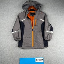 London Fog Youth Hoodie Jacket Size Large L/7 Gray Navy Blue Full Zip