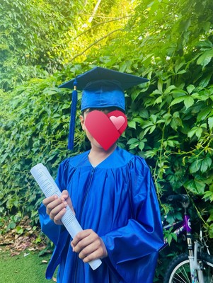 NEU Kinder Kinder Grundschule Abschluss Kleid und Mütze glänzend blau Gr. 30