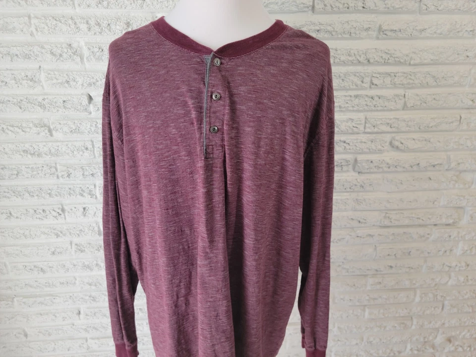 Camisa informal Foundry para hombre 3XL manga larga cuarto botón púrpura brezo algodón Foto 3 de 4