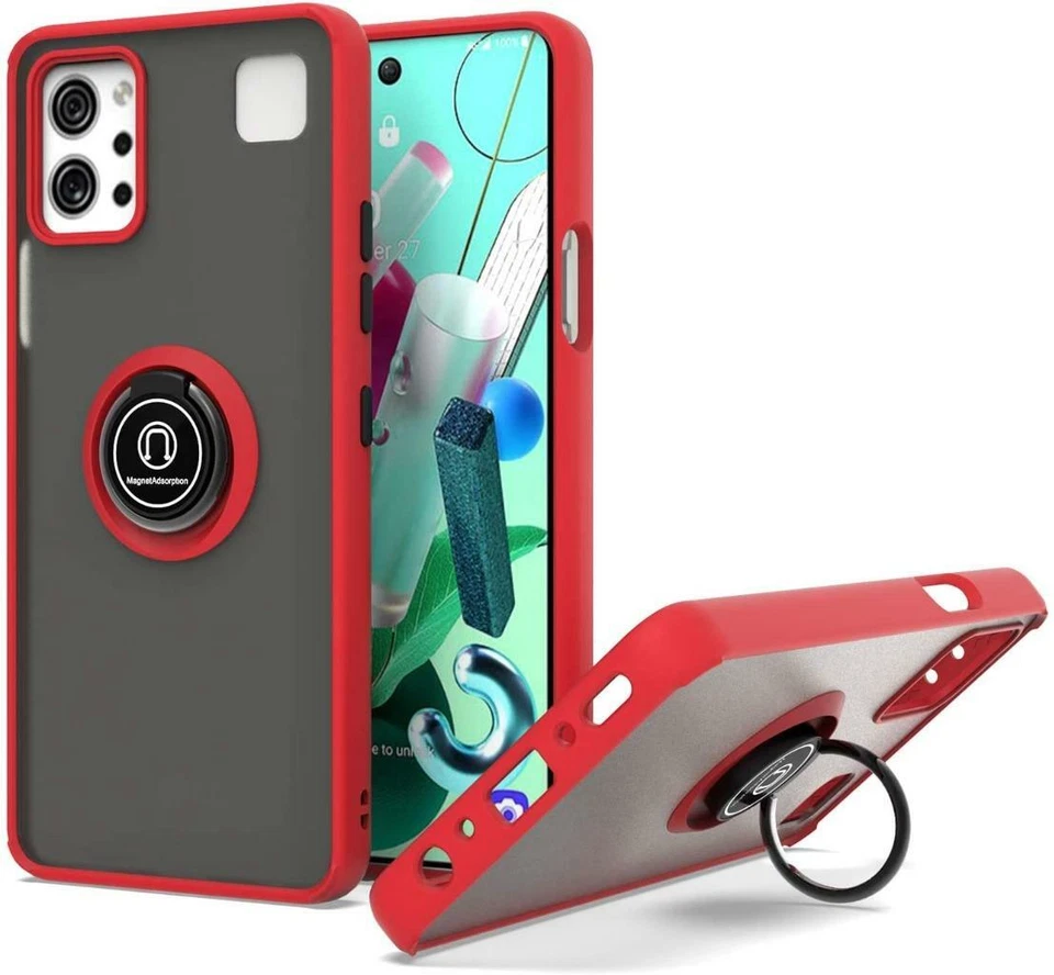 New For LG K92 5G 2020 Phone Ring Case Magnetic Metal Kickstand Clear Back Cover - Image 4 of 4