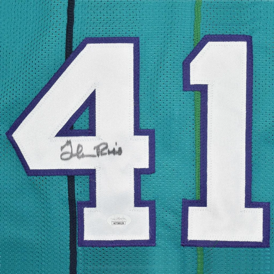 Camiseta deportiva de baloncesto azul Charlotte firmada por Glen Rice (Beckett) Foto 2 de 3