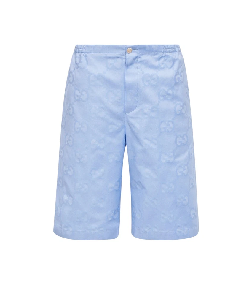 Authentic Gucci Kawaii Blue Jumbo GG Jacquard Bermuda Shorts 734161 New $950
