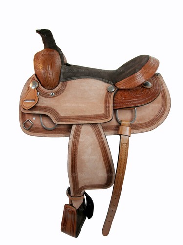 Trail Western Saddle Horse Pleasure Tooled Border Leather Tack Set 15 16 17 18 - Picture 4 of 9