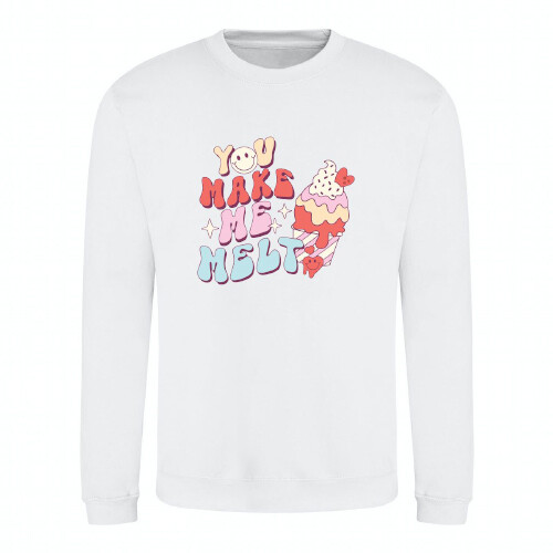 Sweatshirt Valentine Day You Make Me Melt Ice Cream Joke Unisex Sweater Jumper - Picture 32 of 37