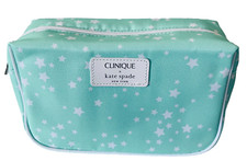 CLINIQUE x Kate Spade Green and White Stars Cosmetic Bag, Pouch NEW 2023 
