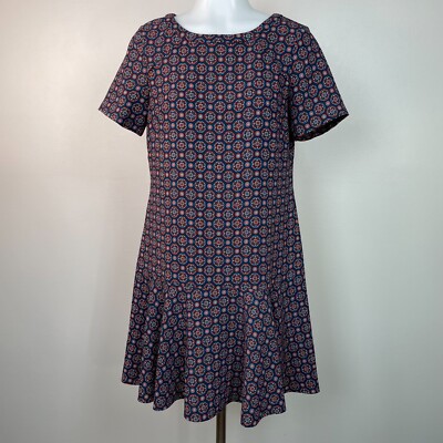 Banana Republic Dress 4 Blue Orange Medallion Flounce Hem Short Sleeve  Women's | eBay