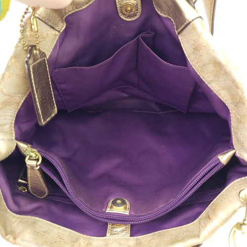 Coach F15807 Ashley Gold Signature C gelockte Schulranzen Tasche lila Satinfutter - Bild 7 von 12