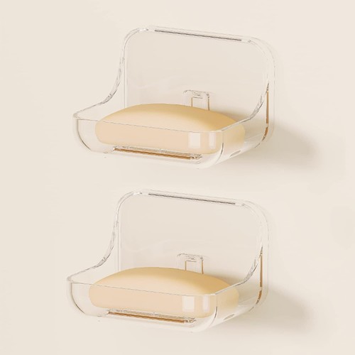 Soap Dish 2 Pack Soap Holder Plastic Adhesive Soap Holder For Shower Wall Bathro