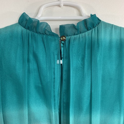 Antonio Melani High Neck Ombre Sleeveless Silk Sheath Dress Green Black Womens 6 - Picture 8 of 12
