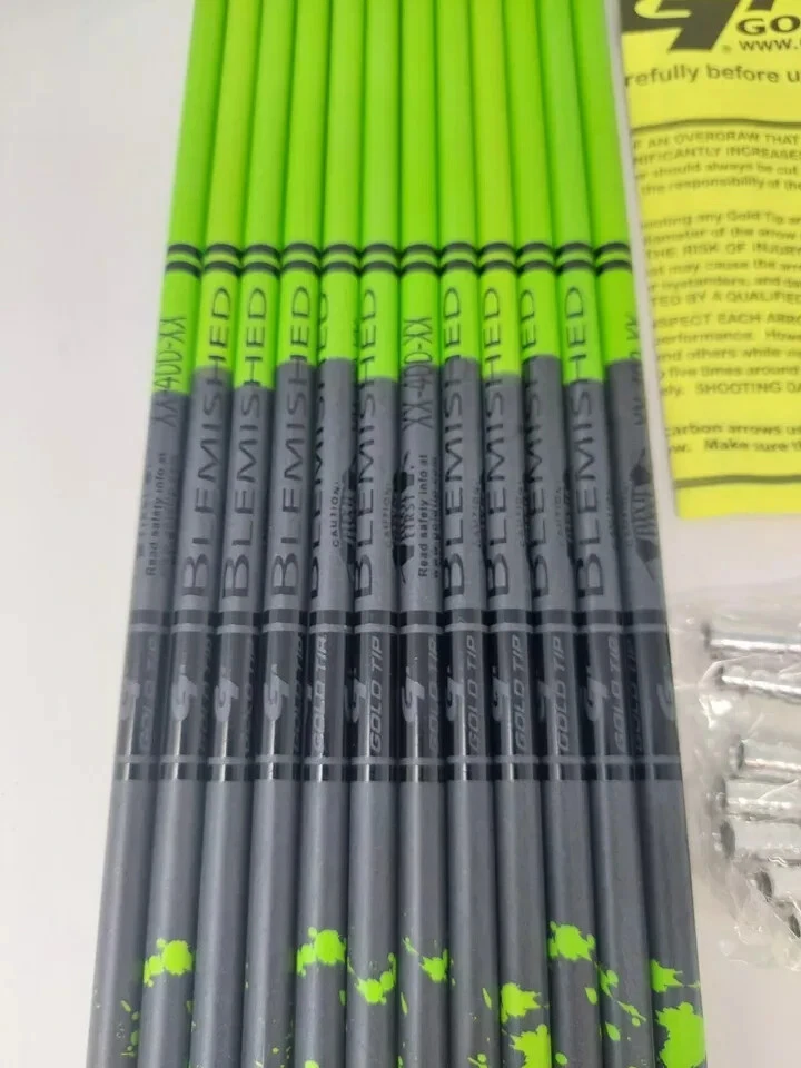 12pk Gold Tip BLEMISHED Name The Game 400 Levi Morgan Shafts w Inserts & Nocks - Image 2 of 4