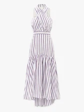 Veronica Beard‌ Women's White Sleeveless Casual Stripes Sexy Fashion Dress