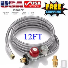 12 ft High Pressure Adjustable Propane Gas Regulator with Braided Hose Indicator