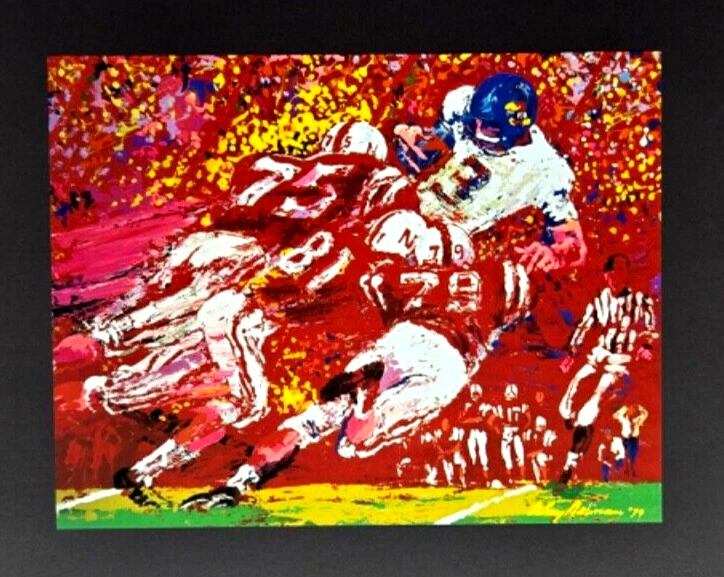 Arte Pop Firmado LeRoy Neiman NEBRASKA DEFENSE Montado y Enmarcado Nuevo 14X11 W Foto 2 de 3