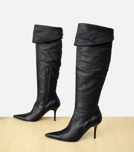 Biondini High-Heel Overknee Stiefel Gr. 37 Vero Cuoio gerafftes weiches Leder - Bild 7 von 13