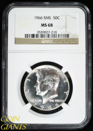 1966 SMS Kennedy 50c NGC MS 68 GEM Philadelphia Special Mint Set Coin Beautiful