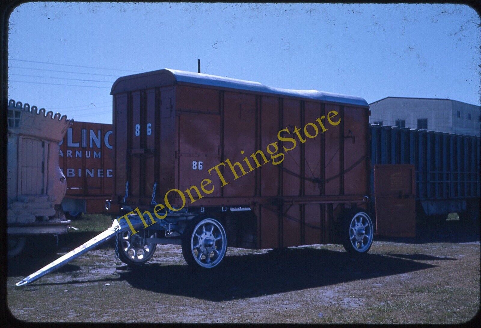 Ringling Brothers Circus Giraffe Wagon Cage 1950s 35mm Slide Kodachrome
