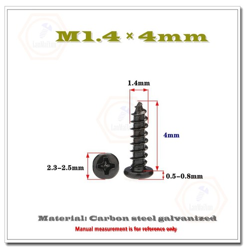Tornillos autorroscantes cabeza pan Phillips negra M1 M1.2 M1.4 M1.5 M1.7 M2 M2.5 M3 - Imagen 14 de 58