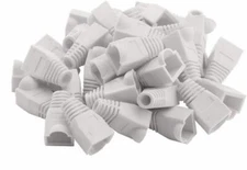RJ45 Strain Relief Boot White Cat5e/Cat6 End Cap Ethernet Cable Plug Cover LOT