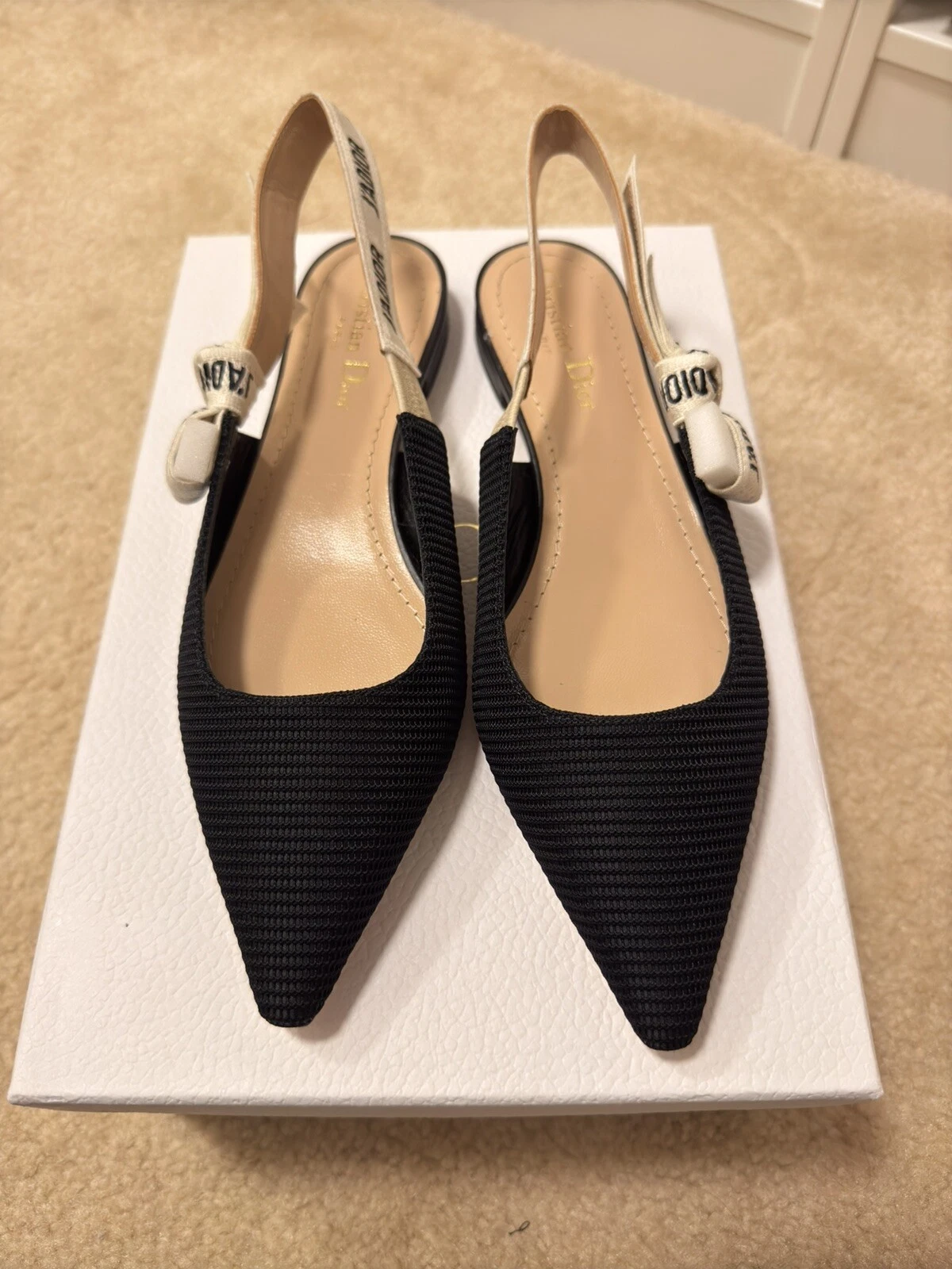 SLINGBACK BALLERINE DIOR J'ADIOR en toile technique noire neuve dans sa boîte taille 37