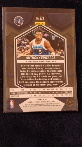 2023-24 Panini Mosaic - City Edition Anthony Edwards #273 Reactive Blue Mosaic - 第 2/2 張圖片