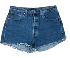 Levi's 501 Women s Jean Shorts Raw Hem Light Wash Button Fly Size 32
