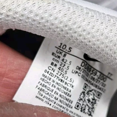 Nike Air Force 1 Low 07’ Triple White DD8959-100 Women's size 10.5 Sneaker 2022 - Picture 7 of 8