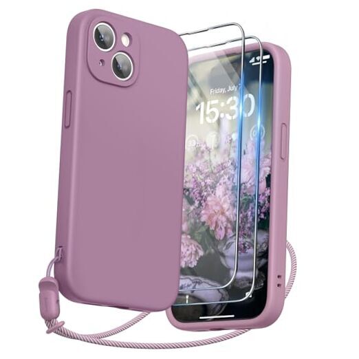 Designed for iPhone 15 Case with Screen Protector and Lanyard, Lilac Purple-image
