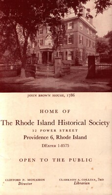 Vintage Rhode Island Historical Society  John Brown House Brochure  14'' x 6''