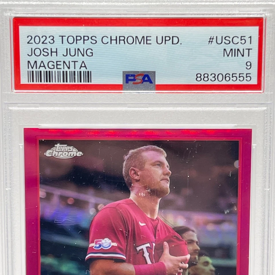 2023 TOPPS CHROME UPDATE JOSH JUNG RC ROOKIE MAGENTA REF PSA 9 #USC51 TEXAS ⚾️ - Image 3 of 4