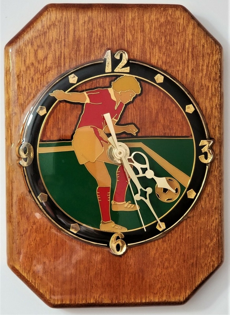 Vintage Tochigi Tokei Co. LTD. Japan Wooden Enamel Soccer Player