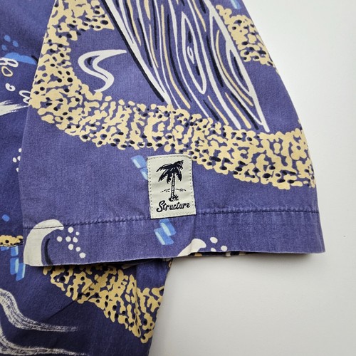 VTG Structure Since 1989 Mens Shirt Medium Blue Surfboard Dude Waves Leis Tropic - Picture 10 of 22