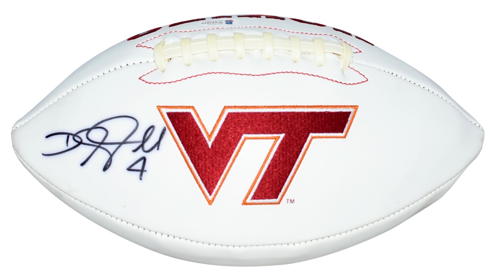 Deangelo Hall Autographed Signed Virginia Tech Hokies WHITE LOGO FOOTBALL BECKETT 