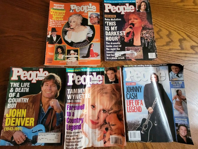 Lot Of 5 People Magazines- Country- Reba, Dolly, Tammy, Cash and Denver-84-03