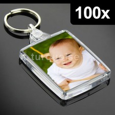 100x Premium Clear Acrylic Blank Keyrings Key Fobs 45 x 35 mm | Passport Photo