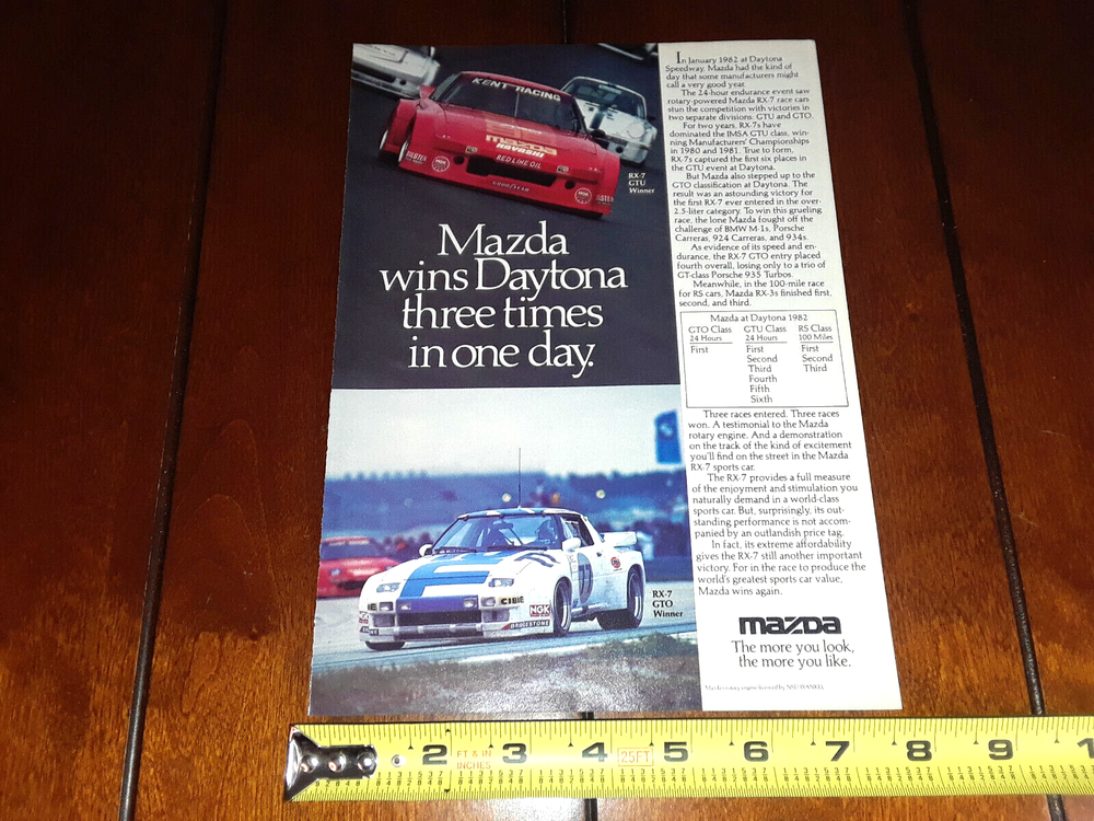 1982 MAZDA RX7 RACE CARS ORIGINA AD