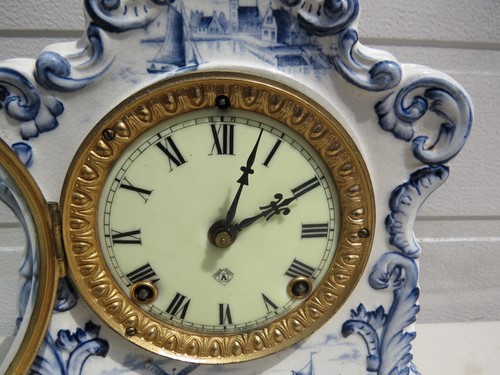 Antique Ansonia Delft Porcelain Clock Pat. 1882 - Picture 3 of 10