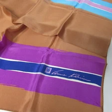 Anne Klein Silk Fashion Square 21" Rust Purple Blue White Made in Japan