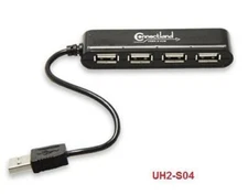 Connectland Mini 4-Port USB 2.0 Hub, Black, UH2-S04