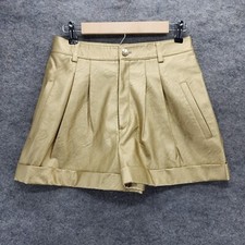 Divine Heritage Shorts Womens Medium Gold Pleated
