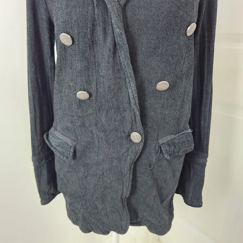 Free People Blazer Womens XS Black Twill Military Pirate Nautical Relaxed Soft - Image 4 of 4
