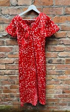 TOPSHOP RED WHITE SPOTTED SILKY TEA DRESS SIZE 10 BNWT RRP £49
