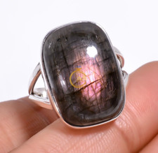 Natural Purple Labradorite Ring 925 Sterling Silver Boho Rings Gift Jewelry