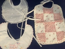 Vintage 1950’s lot of 3 Baby Bibs - 2 Handmade 1- Alexis - Excellent Condition
