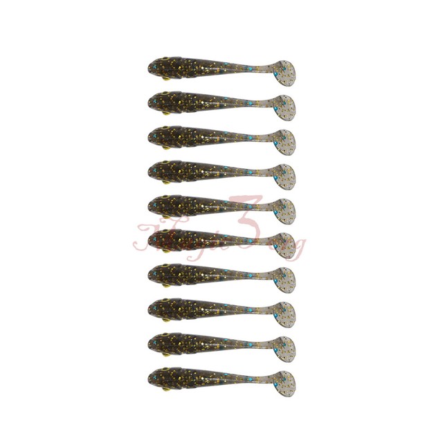 10Pcs Ice Fishing Soft Plastic Baits Glitter Paddle Tail Micro Soft